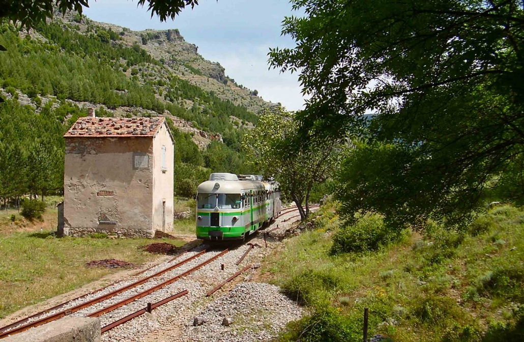 Green train of Sardinia tracks